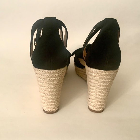 Kate Spade Tianna Espadrille Wedges Black Suede Leather Platform Sandal Pump 9.5 - Picture 11 of 16
